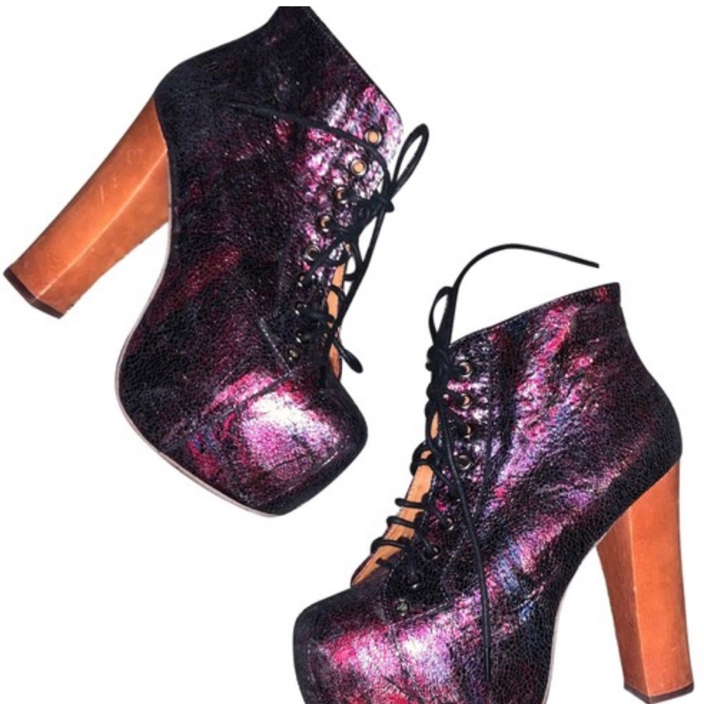 Jeffrey Campbell Black and Purple Ankle Boots